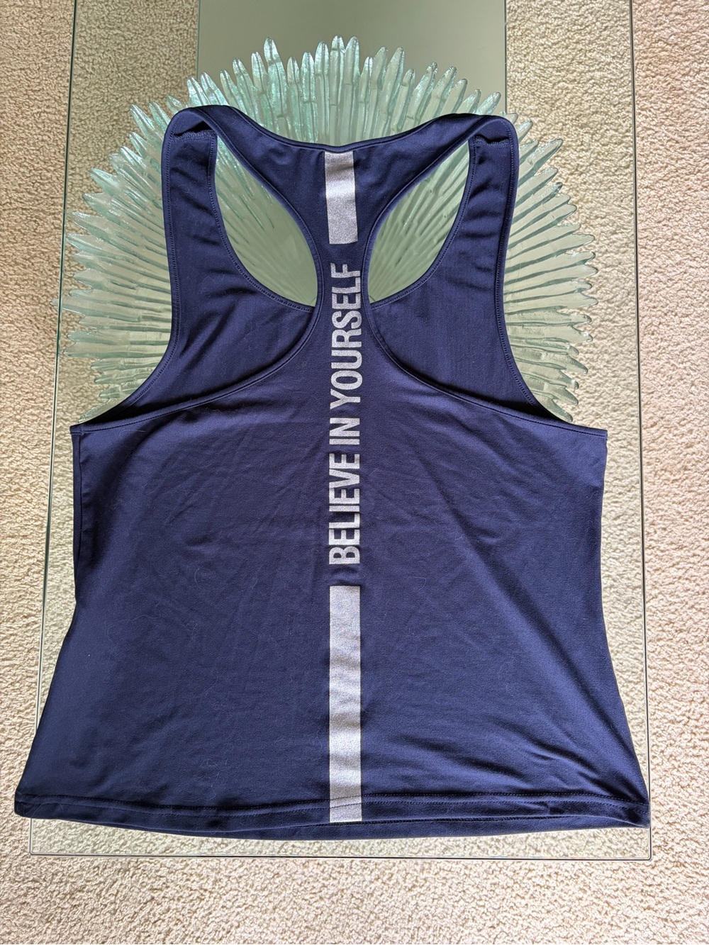 💜 SHEIN Believe In Yourself Navy Racerback Tank Top - Active Women's Top